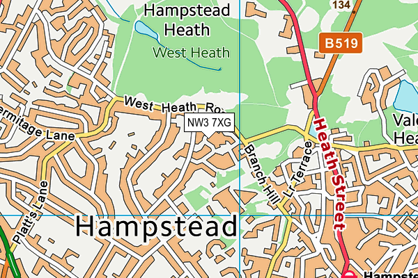 NW3 7XG map - OS VectorMap District (Ordnance Survey)