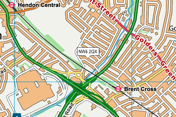NW4 2QX map - OS VectorMap District (Ordnance Survey)