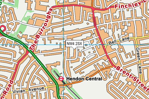 NW4 2SX map - OS VectorMap District (Ordnance Survey)