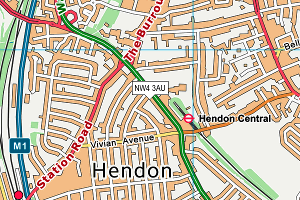 NW4 3AU map - OS VectorMap District (Ordnance Survey) NW4 3AU map - OS VectorMap District (Ordnance Survey)