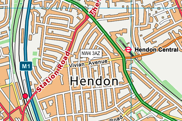 NW4 3AZ map - OS VectorMap District (Ordnance Survey) NW4 3AZ map - OS VectorMap District (Ordnance Survey)
