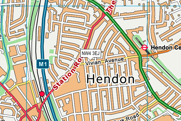 NW4 3EJ map - OS VectorMap District (Ordnance Survey)