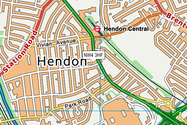 NW4 3HF map - OS VectorMap District (Ordnance Survey) NW4 3HF map - OS VectorMap District (Ordnance Survey)