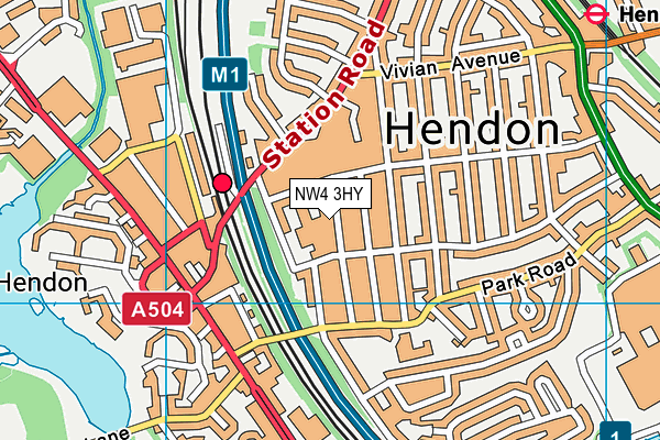 NW4 3HY map - OS VectorMap District (Ordnance Survey)