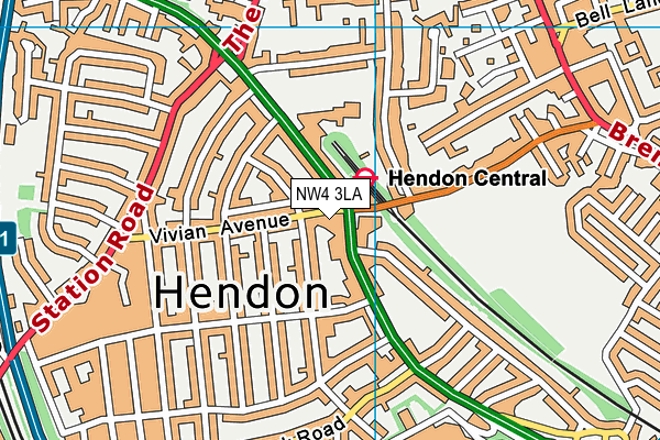 NW4 3LA map - OS VectorMap District (Ordnance Survey) NW4 3LA map - OS VectorMap District (Ordnance Survey)