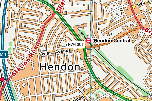 NW4 3UT map - OS VectorMap District (Ordnance Survey)