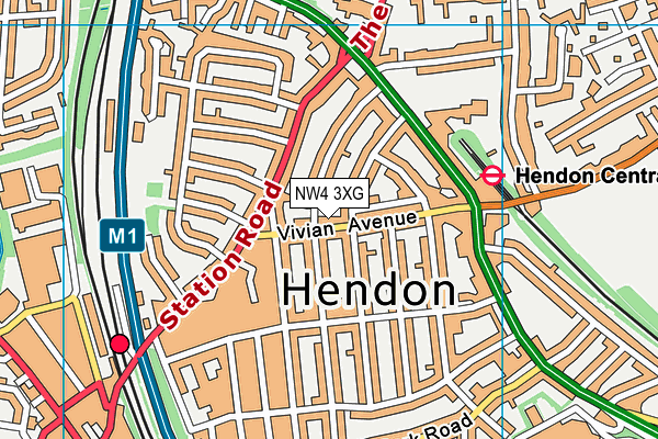 NW4 3XG map - OS VectorMap District (Ordnance Survey) NW4 3XG map - OS VectorMap District (Ordnance Survey)