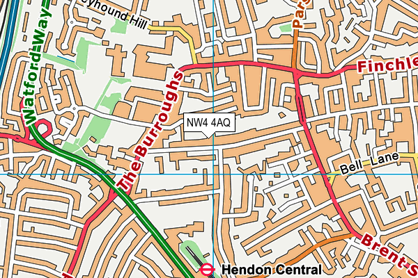 NW4 4AQ map - OS VectorMap District (Ordnance Survey)