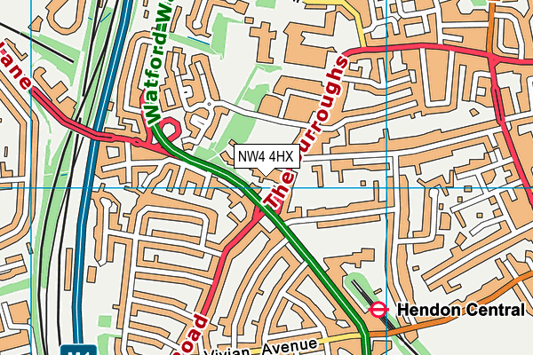 NW4 4HX map - OS VectorMap District (Ordnance Survey) NW4 4HX map - OS VectorMap District (Ordnance Survey)