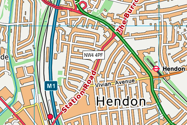 NW4 4PF map - OS VectorMap District (Ordnance Survey)