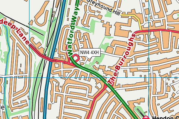 NW4 4XH map - OS VectorMap District (Ordnance Survey)