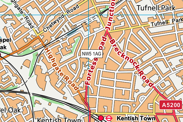 NW5 1AG map - OS VectorMap District (Ordnance Survey) NW5 1AG map - OS VectorMap District (Ordnance Survey)
