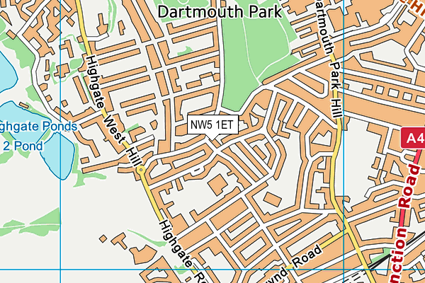 NW5 1ET map - OS VectorMap District (Ordnance Survey)