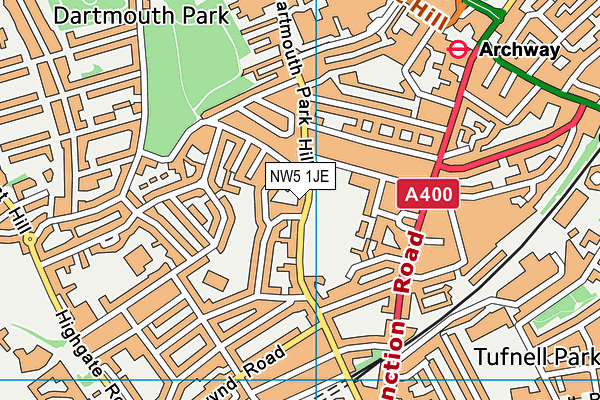 NW5 1JE map - OS VectorMap District (Ordnance Survey) NW5 1JE map - OS VectorMap District (Ordnance Survey)