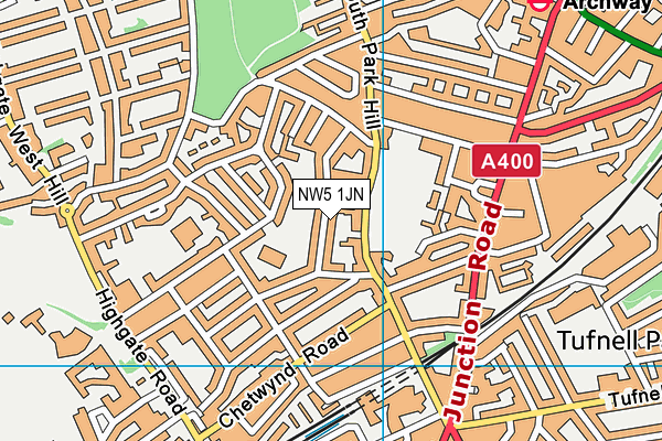 NW5 1JN map - OS VectorMap District (Ordnance Survey) NW5 1JN map - OS VectorMap District (Ordnance Survey)