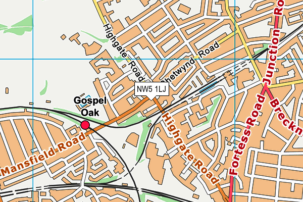 NW5 1LJ map - OS VectorMap District (Ordnance Survey) NW5 1LJ map - OS VectorMap District (Ordnance Survey)
