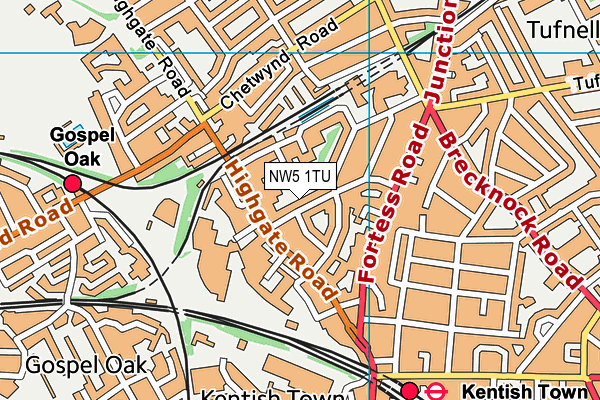 NW5 1TU map - OS VectorMap District (Ordnance Survey)