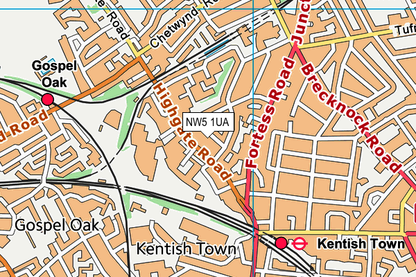 NW5 1UA map - OS VectorMap District (Ordnance Survey)