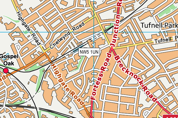 NW5 1UN map - OS VectorMap District (Ordnance Survey) NW5 1UN map - OS VectorMap District (Ordnance Survey)