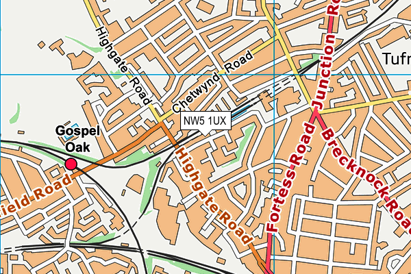 NW5 1UX map - OS VectorMap District (Ordnance Survey) NW5 1UX map - OS VectorMap District (Ordnance Survey)