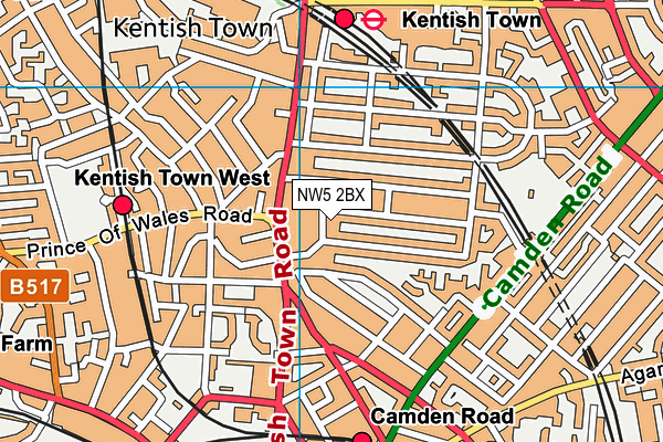 NW5 2BX map - OS VectorMap District (Ordnance Survey) NW5 2BX map - OS VectorMap District (Ordnance Survey)