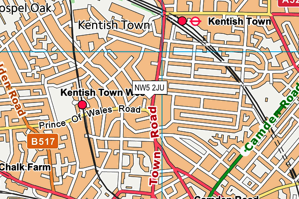 NW5 2JU map - OS VectorMap District (Ordnance Survey) NW5 2JU map - OS VectorMap District (Ordnance Survey)