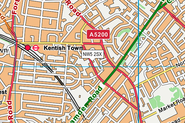 NW5 2SX map - OS VectorMap District (Ordnance Survey)