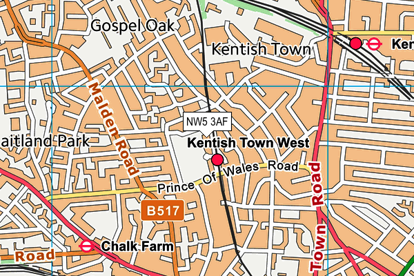 NW5 3AF map - OS VectorMap District (Ordnance Survey) NW5 3AF map - OS VectorMap District (Ordnance Survey)