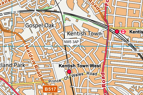 NW5 3AP map - OS VectorMap District (Ordnance Survey)