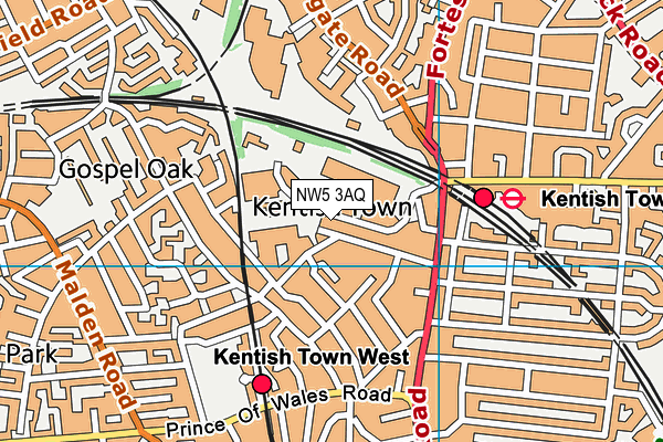 NW5 3AQ map - OS VectorMap District (Ordnance Survey)