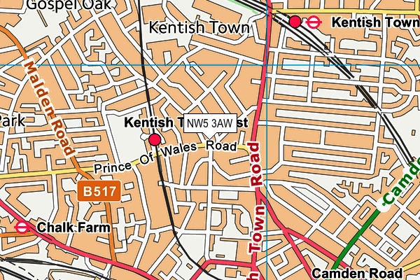 NW5 3AW map - OS VectorMap District (Ordnance Survey) NW5 3AW map - OS VectorMap District (Ordnance Survey)