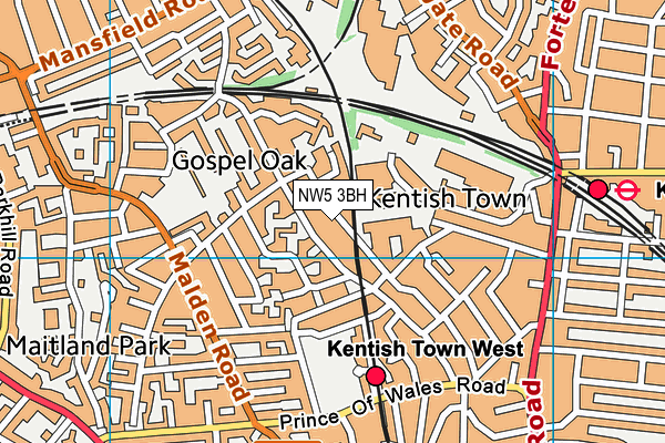 NW5 3BH map - OS VectorMap District (Ordnance Survey) NW5 3BH map - OS VectorMap District (Ordnance Survey)
