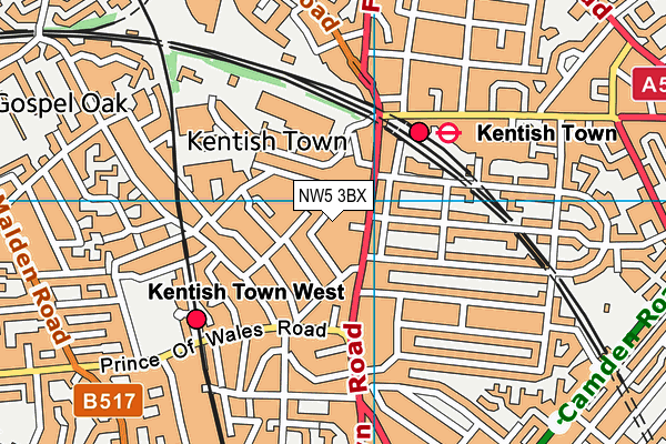 NW5 3BX map - OS VectorMap District (Ordnance Survey) NW5 3BX map - OS VectorMap District (Ordnance Survey)