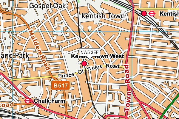 NW5 3EF map - OS VectorMap District (Ordnance Survey) NW5 3EF map - OS VectorMap District (Ordnance Survey)