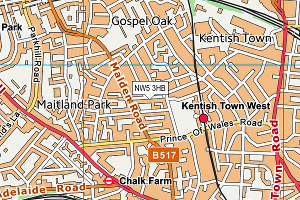 NW5 3HB map - OS VectorMap District (Ordnance Survey) NW5 3HB map - OS VectorMap District (Ordnance Survey)