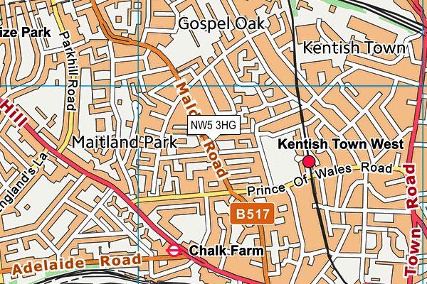 NW5 3HG map - OS VectorMap District (Ordnance Survey) NW5 3HG map - OS VectorMap District (Ordnance Survey)