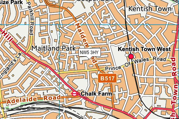 NW5 3HY map - OS VectorMap District (Ordnance Survey)
