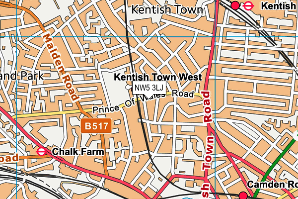 NW5 3LJ map - OS VectorMap District (Ordnance Survey) NW5 3LJ map - OS VectorMap District (Ordnance Survey)