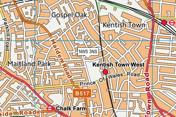 NW5 3NS map - OS VectorMap District (Ordnance Survey) NW5 3NS map - OS VectorMap District (Ordnance Survey)
