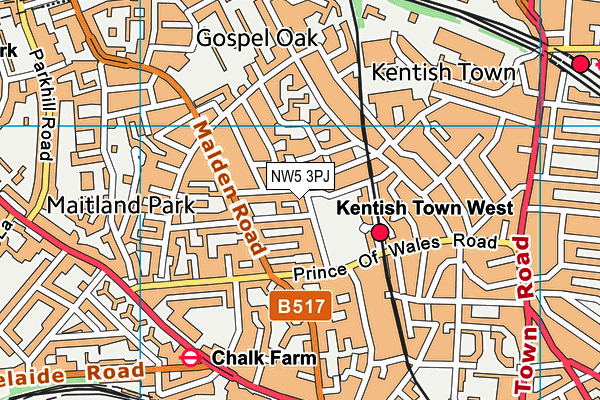NW5 3PJ map - OS VectorMap District (Ordnance Survey) NW5 3PJ map - OS VectorMap District (Ordnance Survey)