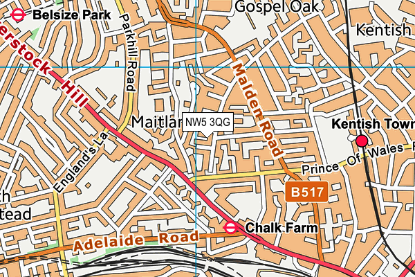 NW5 3QG map - OS VectorMap District (Ordnance Survey) NW5 3QG map - OS VectorMap District (Ordnance Survey)