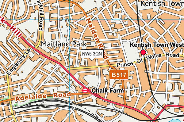 NW5 3QN map - OS VectorMap District (Ordnance Survey) NW5 3QN map - OS VectorMap District (Ordnance Survey)