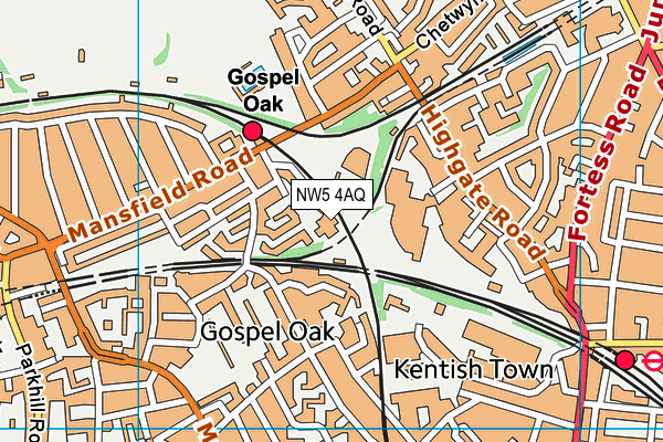 NW5 4AQ map - OS VectorMap District (Ordnance Survey) NW5 4AQ map - OS VectorMap District (Ordnance Survey)