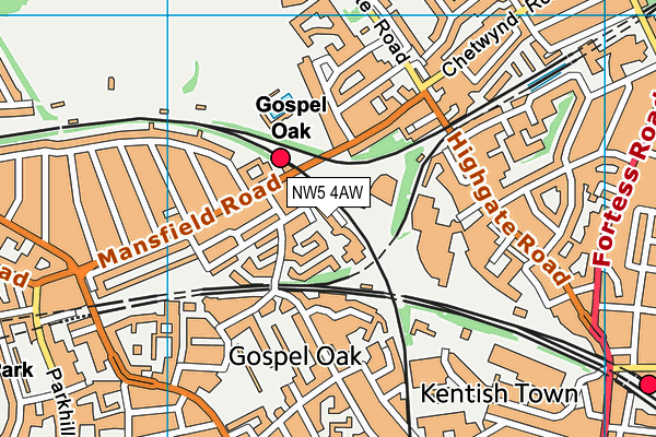 NW5 4AW map - OS VectorMap District (Ordnance Survey) NW5 4AW map - OS VectorMap District (Ordnance Survey)