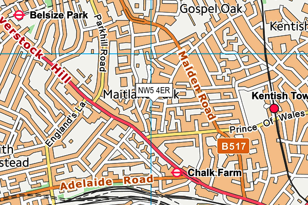 NW5 4ER map - OS VectorMap District (Ordnance Survey)