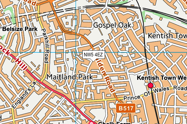 NW5 4EZ map - OS VectorMap District (Ordnance Survey) NW5 4EZ map - OS VectorMap District (Ordnance Survey)