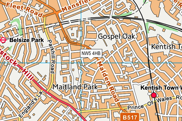 NW5 4HB map - OS VectorMap District (Ordnance Survey) NW5 4HB map - OS VectorMap District (Ordnance Survey)