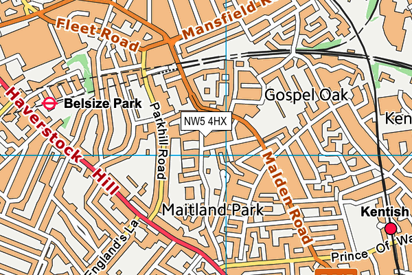 NW5 4HX map - OS VectorMap District (Ordnance Survey) NW5 4HX map - OS VectorMap District (Ordnance Survey)