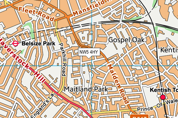 NW5 4HY map - OS VectorMap District (Ordnance Survey) NW5 4HY map - OS VectorMap District (Ordnance Survey)