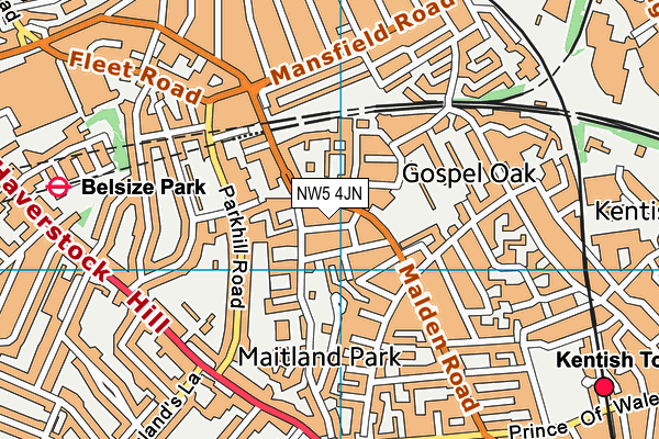 NW5 4JN map - OS VectorMap District (Ordnance Survey) NW5 4JN map - OS VectorMap District (Ordnance Survey)